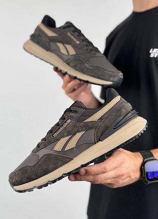 Мужские кроссовки reebok classic leather 2400 brown beige