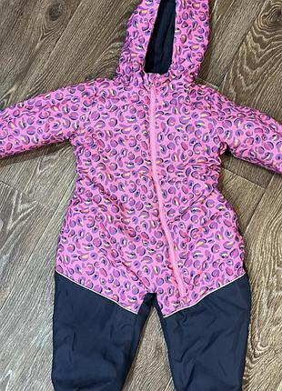 Зимовий комбінезон для дівчинки, рожевий з візерунком та темно-синій
