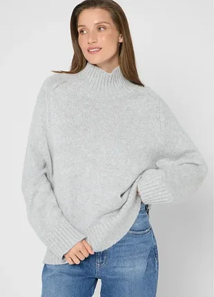 Светр жіночий oversize з горлом сірий m/l