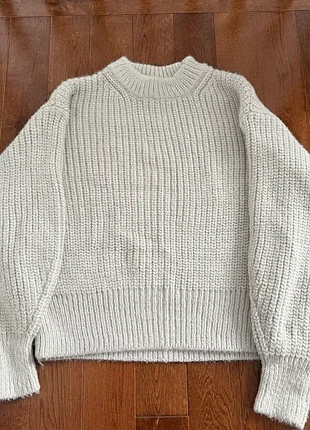 Светр жіночий об'ємний крупна в'язка l/xl молочний