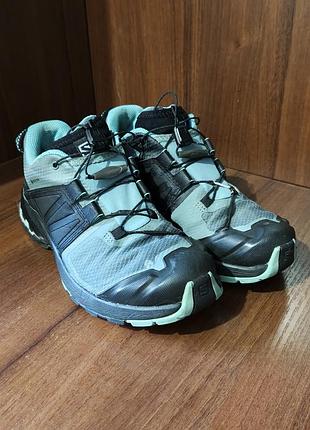 Кросівки жіночі salomon ax wild gtx сірі з м'ятним