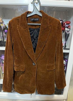 Винтажный вельветовый пиджак zara woman (m) / терракотовый жакет в рубчик 70s / dark academia