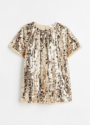 Детское блестящее праздничное платье на девушку 3-4роки h&amp;m
