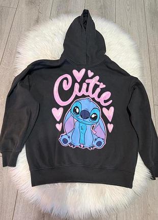 Худі жіноче h&m disney stitch чорне флісове