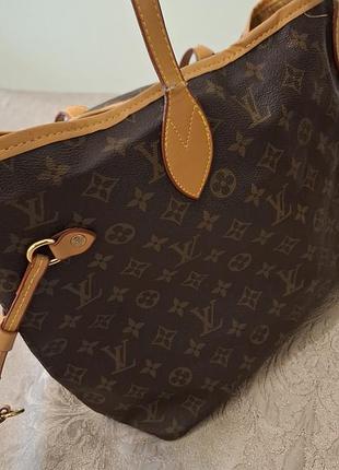 Жіноча сумка louis vuitton neverfull mm коричнева