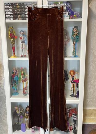 Бархатные брюки клеш zara (s) / шоколадные бархатные штаны 70s / whimsigoth