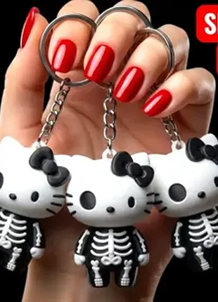 Брелок skeleton kitty / кітті скелет (3d друк) / хелловінський брелок на ключі чи рюкзак