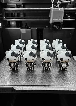 Брелок skeleton kitty / котти скелет (3d печать) / хелловинский брелок на ключи или рюкзак 2