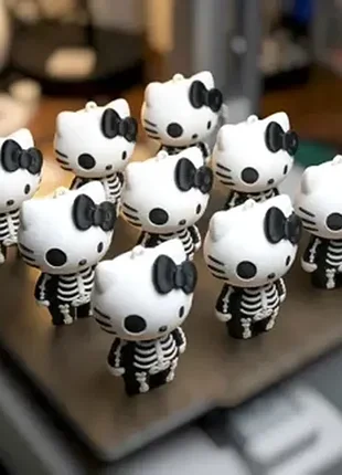 Брелок skeleton kitty / котти скелет (3d печать) / хелловинский брелок на ключи или рюкзак 3