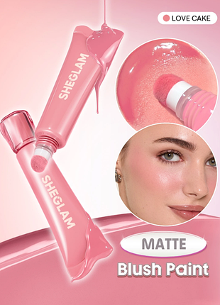 Рідкі матові рум'яна для обличчя sheglam squeeze & dot matte blush paint - 001 love cake (6281-001)