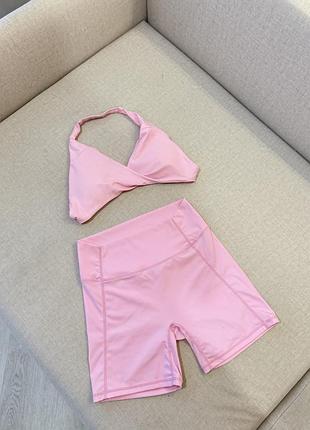 Спортивний костюм pink рожевий топ шорти