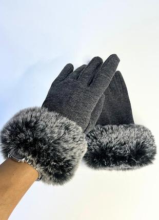 Рукавички жіночі декоровані хутром  primark