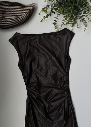 Шкіряна сукня міді h&m 3