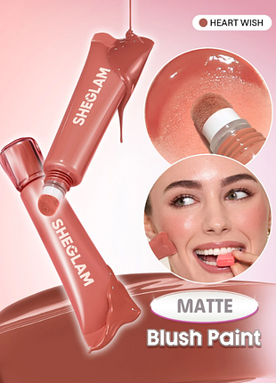 Рідкі матові рум'яна для обличчя sheglam squeeze & dot matte blush paint - 405 heart wish (6281-405)