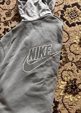 Кофта чоловіча nike з капюшоном сіро-біла 2