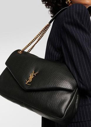 Сумка ysl yves saint laurent чорна золота фурнітура велика 36 см