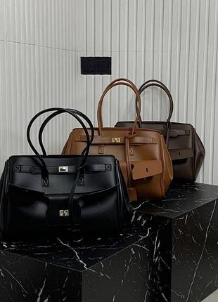 Сумка жіноча balenciaga чорна, коричнева 30 см