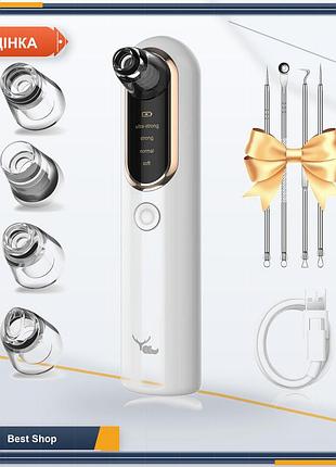 Вакуумный очиститель пор комедон экстрактор yccu blackhead remover y002 белый 4 насадки 4 режима usb зарядка