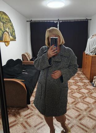 Пальто батал кардиган большого размера женское теплое демисезонное.