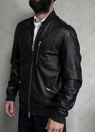 Шкіряна куртка бомбер allsaints utility bomber 100% шкіра ягняти (s/m)