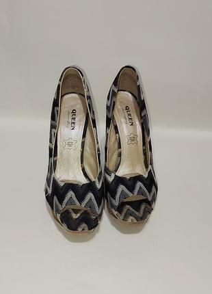Жіночі туфлі queen shoes різнокольорові, розмір 37, текстиль
