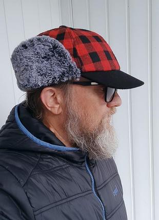 Зимняя шапка в стиле охотник-траппер с принтом buffalo plaid