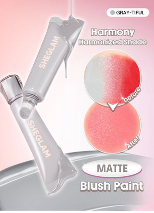 Рідкі матові рум'яна для обличчя sheglam squeeze & dot matte blush paint - 504 gray-tiful (6281-504)