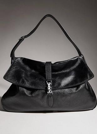 Сумка gucci містка срібна фурнітура застібка посередині