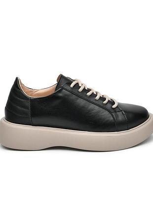 Женские кроссовки кеды itstyle кожаные черные 37 (5071х3)