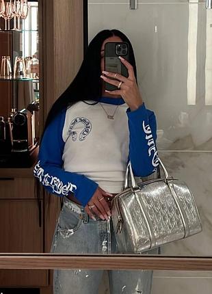 Chrome hearts лонгслив белый с синим