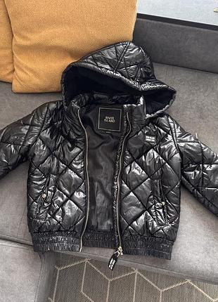 Куртка дитяча river island стьобана з капюшоном чорна