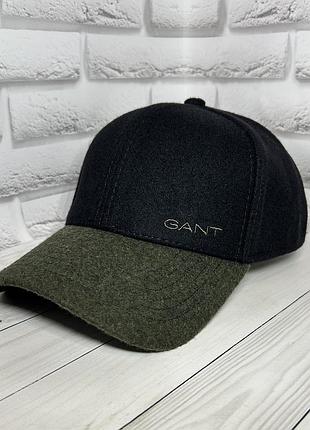 Теплая мужская бейсболка gant осень | весна, кепка шерсть, 55-56