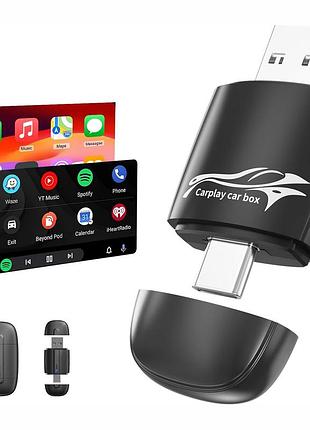 Адаптер dieba wca-01 чорний, бездротовий carplay/android auto plug&play, 5ghz wifi, bluetooth 5.4, usb/type-c, ios10+, oem 2017+