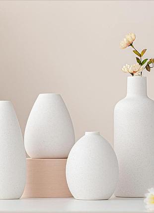 Ваза, w&h, ceramic set 4, белый, керамический набор 4 шт., гладкая, прочная, для сухих и свежих цветов