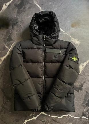Мужская зимняя куртка пуховик stone island black
