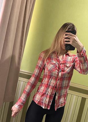 Сорочка жіноча в клітинку рожева