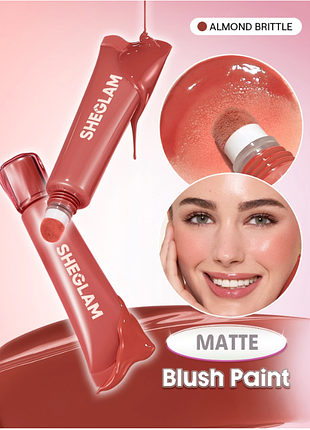 Рідкі матові рум'яна для обличчя sheglam squeeze & dot matte blush paint - 406 almond brittle (6281-406)
