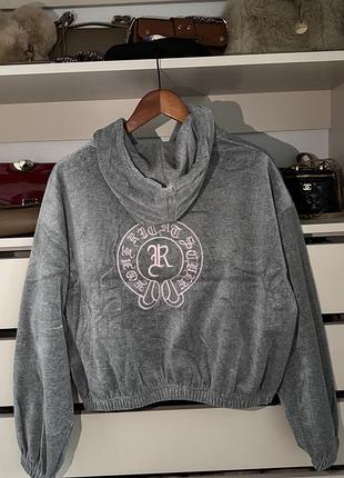 Спортивний костюм жіночий chrome hearts велюровий сірий