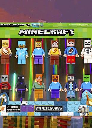 Набор фигурок герои minecraft minecraft с оружием 12 шт