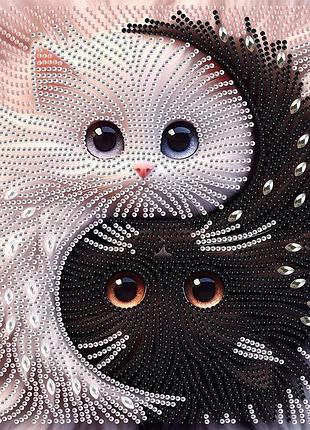 Набор для алмазной вышивки коты инь-янь diamond painting kit 30 х 30 см разноцветный