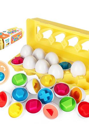 Іграшка сортер розвиваюча іграшка пазл монтессорі matching eggs 12 шт 24 частини різнокольоровий