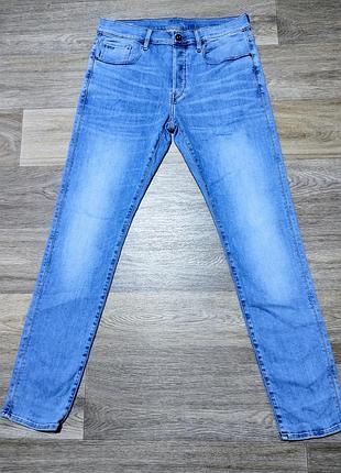 Мужские светло-синие брендовые джинсы g-star raw 3301 , размер 32/32 slim .