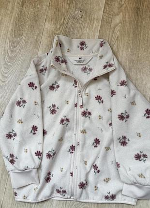 Кофта для дівчинки h&m флісова з квітковим принтом