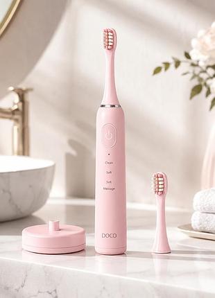 Электрическая звуковая зубная щетка xiaomi doco mt001 в розовом цвете