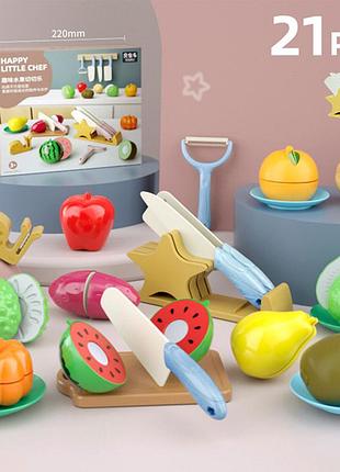 Ігровий набір кухарі продукти на липучках кухонне приладдя happy little chef 21 предмет різнокольоровий