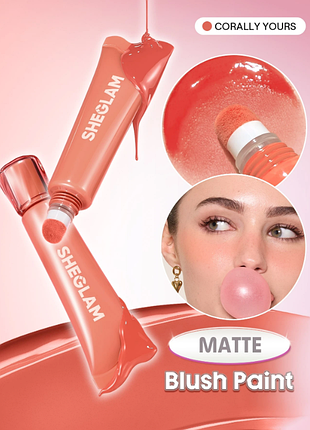 Рідкі матові рум'яна для обличчя sheglam squeeze & dot matte blush paint - 111 corally yours (6281-111)