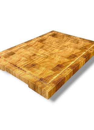 Деревянная торцевая доска с пазом из дуба 35*25*2.5 см