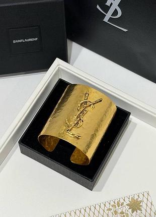 Браслет ysl золотой цвет обьемный полный упаковка cassandre gold tone cuff runway