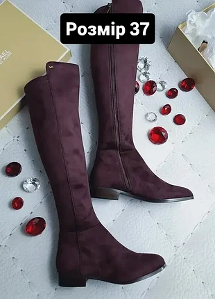 Michael kors оригінал бордові високі чоботи ботфорти по коліно