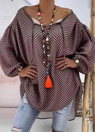 🥰 подовжена блуза у горох 5xl